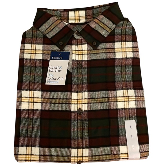 Croft & Barrow Men’s Flannel Shirt NWT - Picture 1 of 8